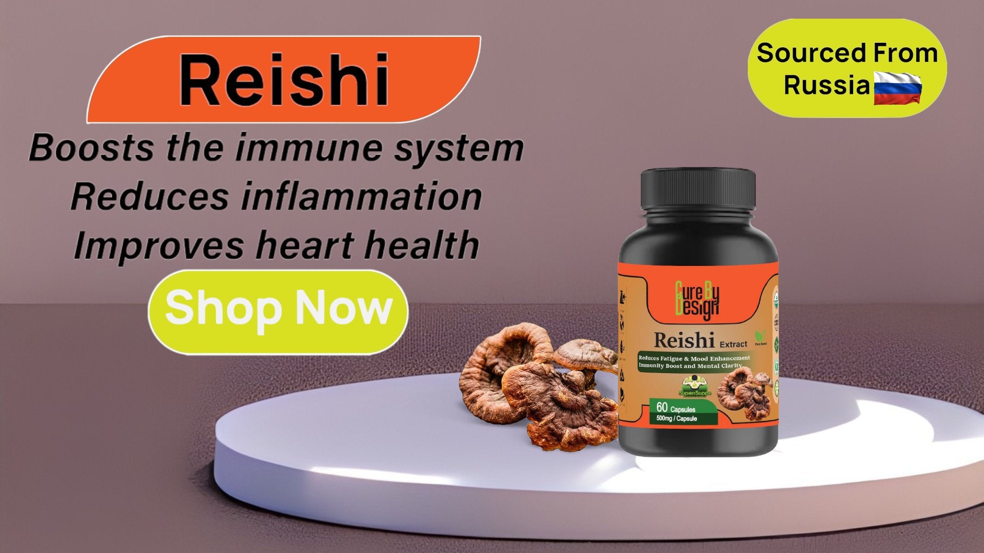 Cure By Design - Superrsupps Reishi Mushroom Capsules - CBD Store India