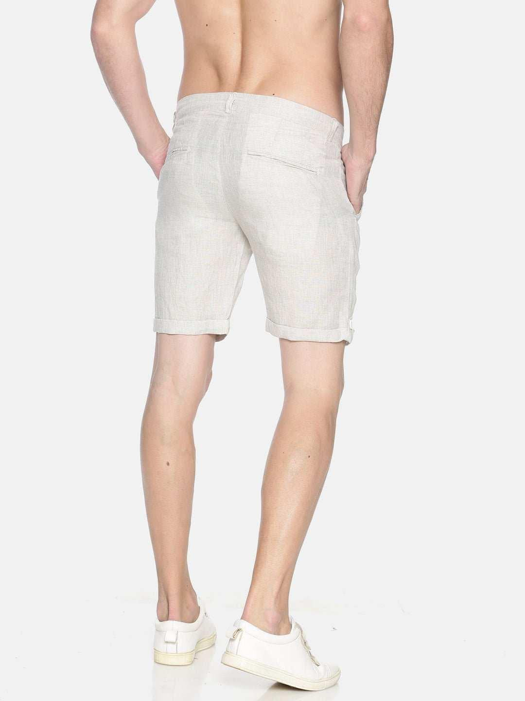 Ecentric Beige Colour Slim Fit Hemp Shorts.