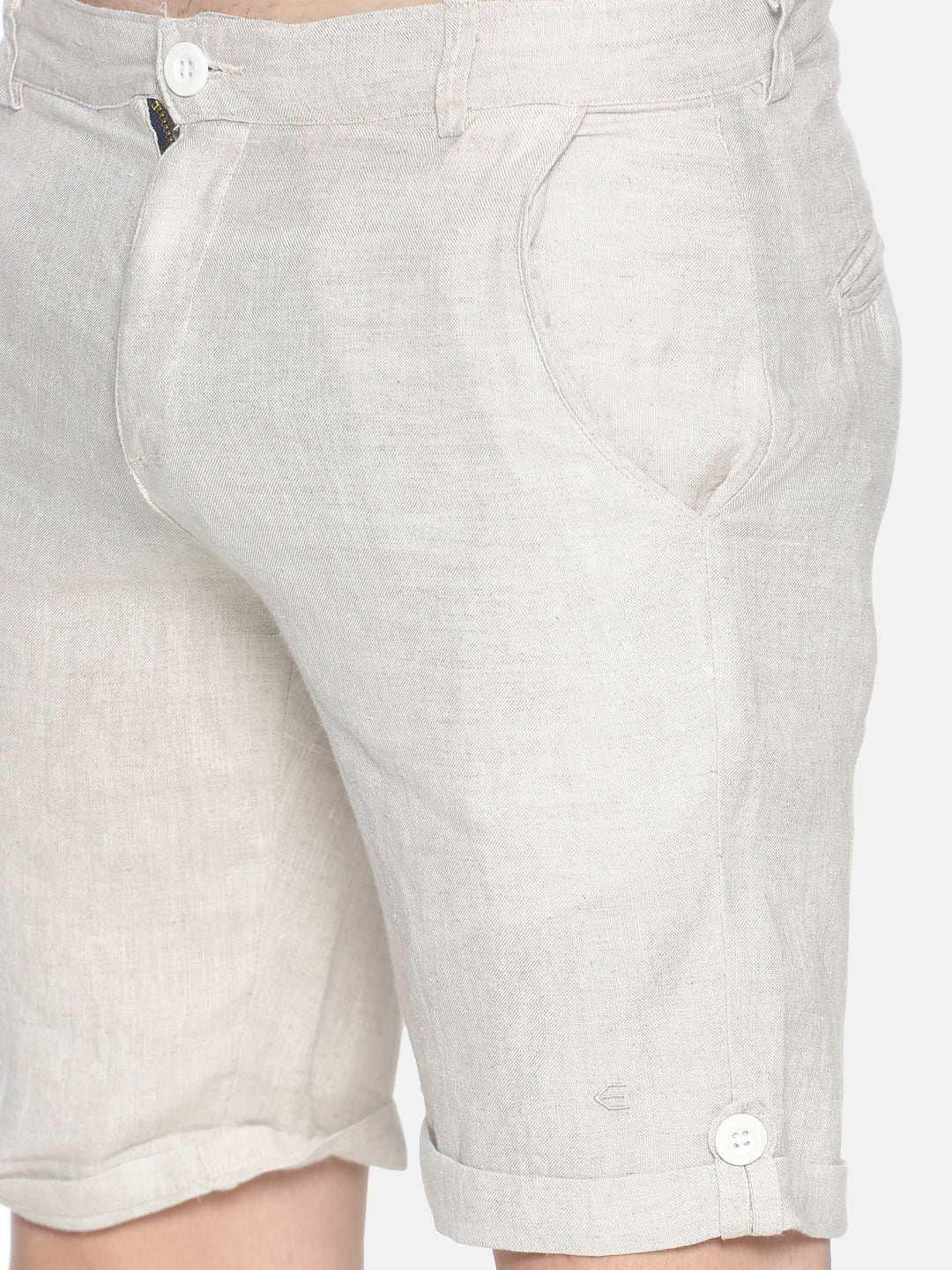 Ecentric Beige Colour Slim Fit Hemp Shorts.