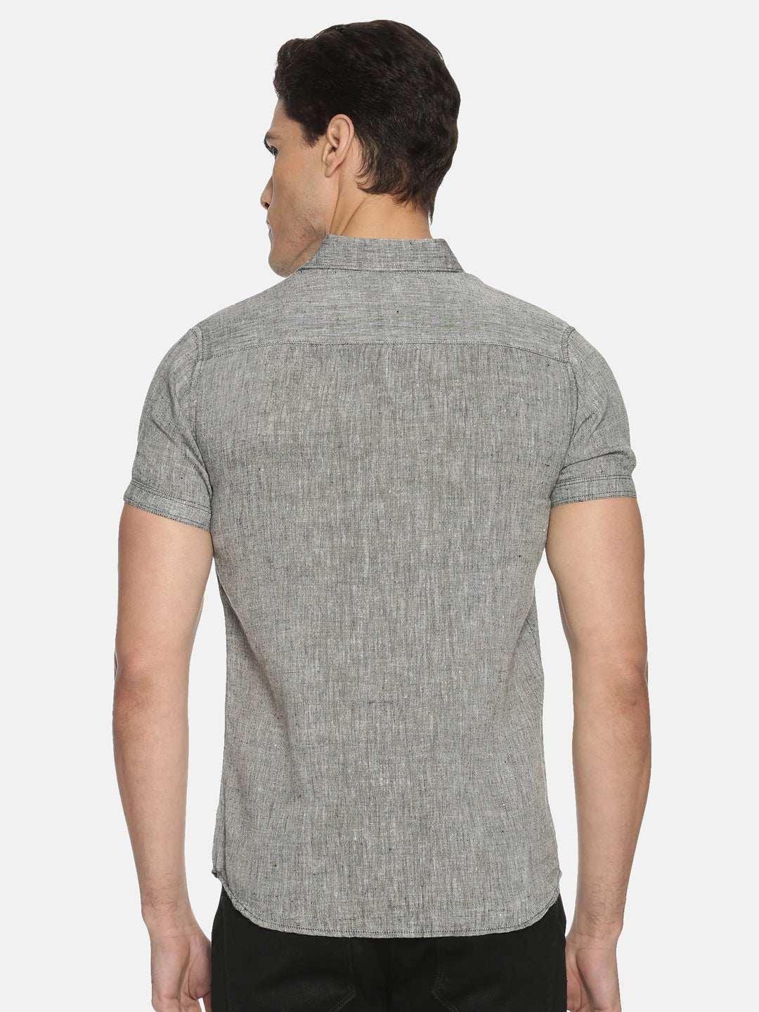 Ecentric Black Colour Slim Fit Hemp Casual Shirt