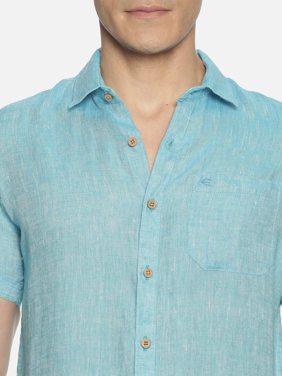 Ecentric Blue Colour Slim Fit Hemp Casual Shirt - CBD Store India