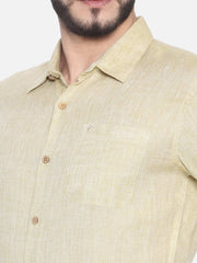 Ecentric Fawn Colour Slim Fit Hemp Formal Shirt - CBD Store India