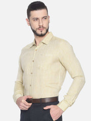 Ecentric Fawn Colour Slim Fit Hemp Formal Shirt - CBD Store India