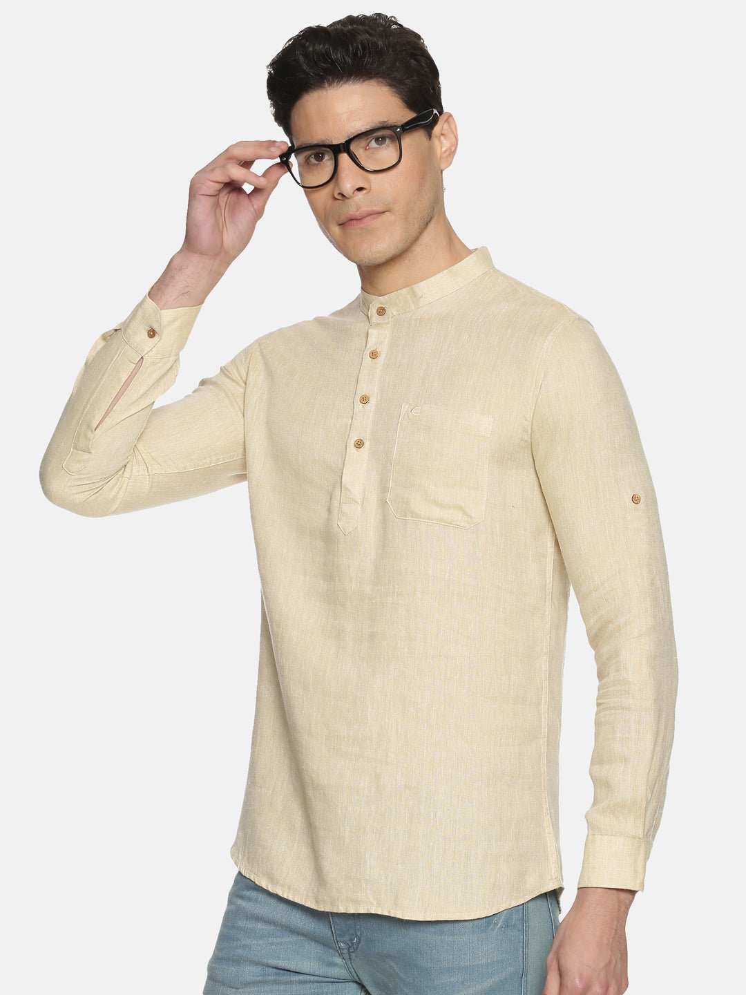 Ecentric Light Brown Colour Hemp Short Kurta - CBD Store India