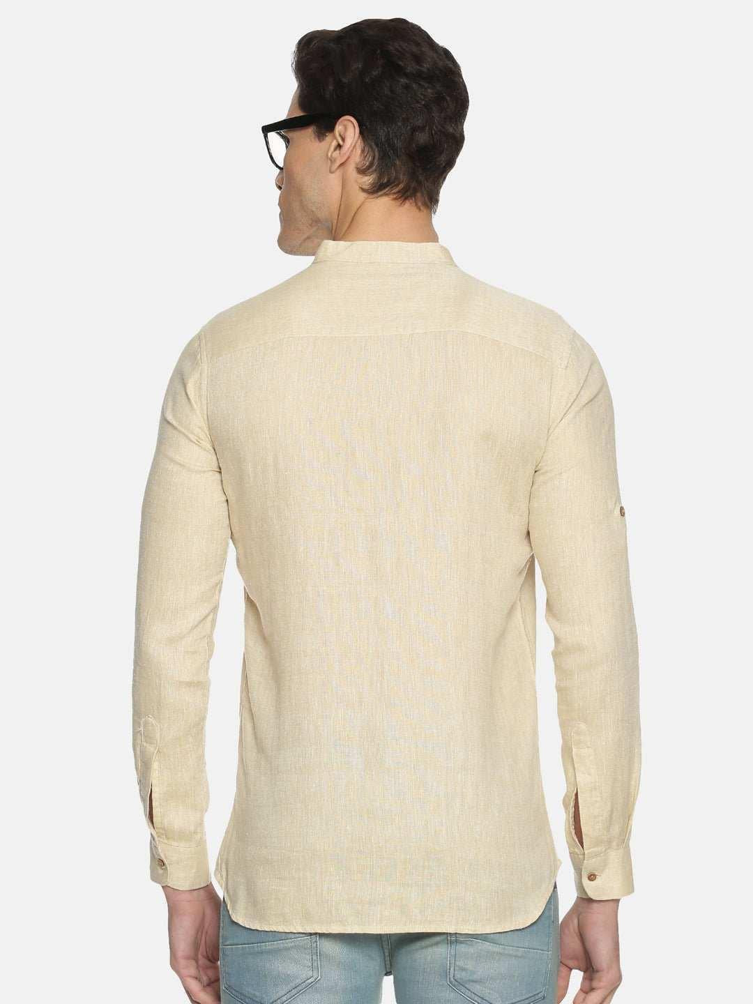 Ecentric Light Brown Colour Hemp Short Kurta.