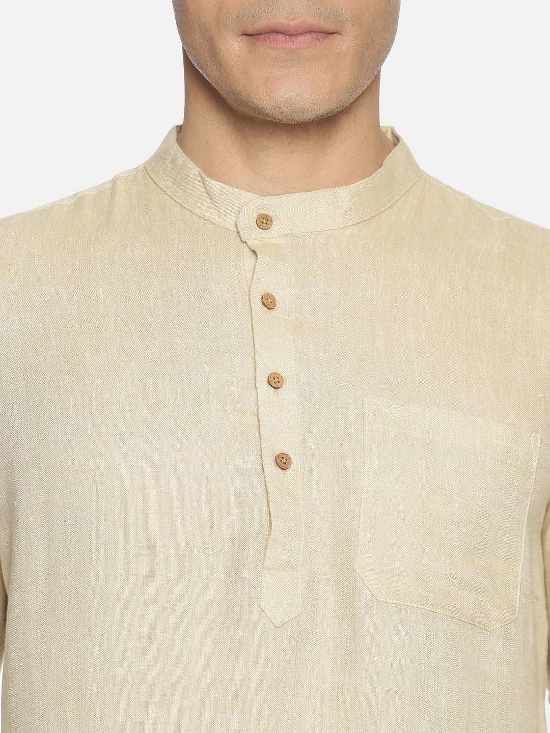 Ecentric Light Brown Colour Hemp Short Kurta - CBD Store India