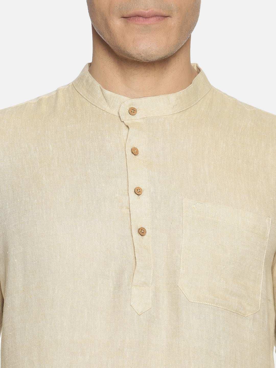 Ecentric Light Brown Colour Hemp Short KurtaEcentric Light Brown Colour Hemp Short Kurta
