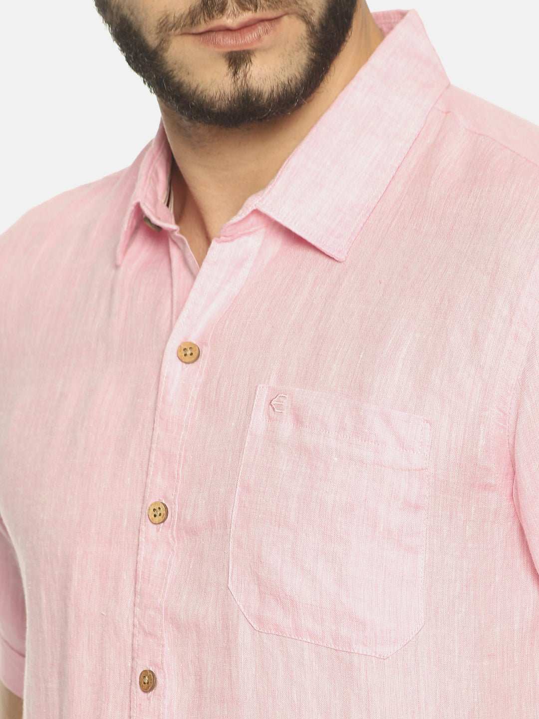 Ecentric Light Pink Colour Slim Fit Hemp Casual Shirt - CBD Store India