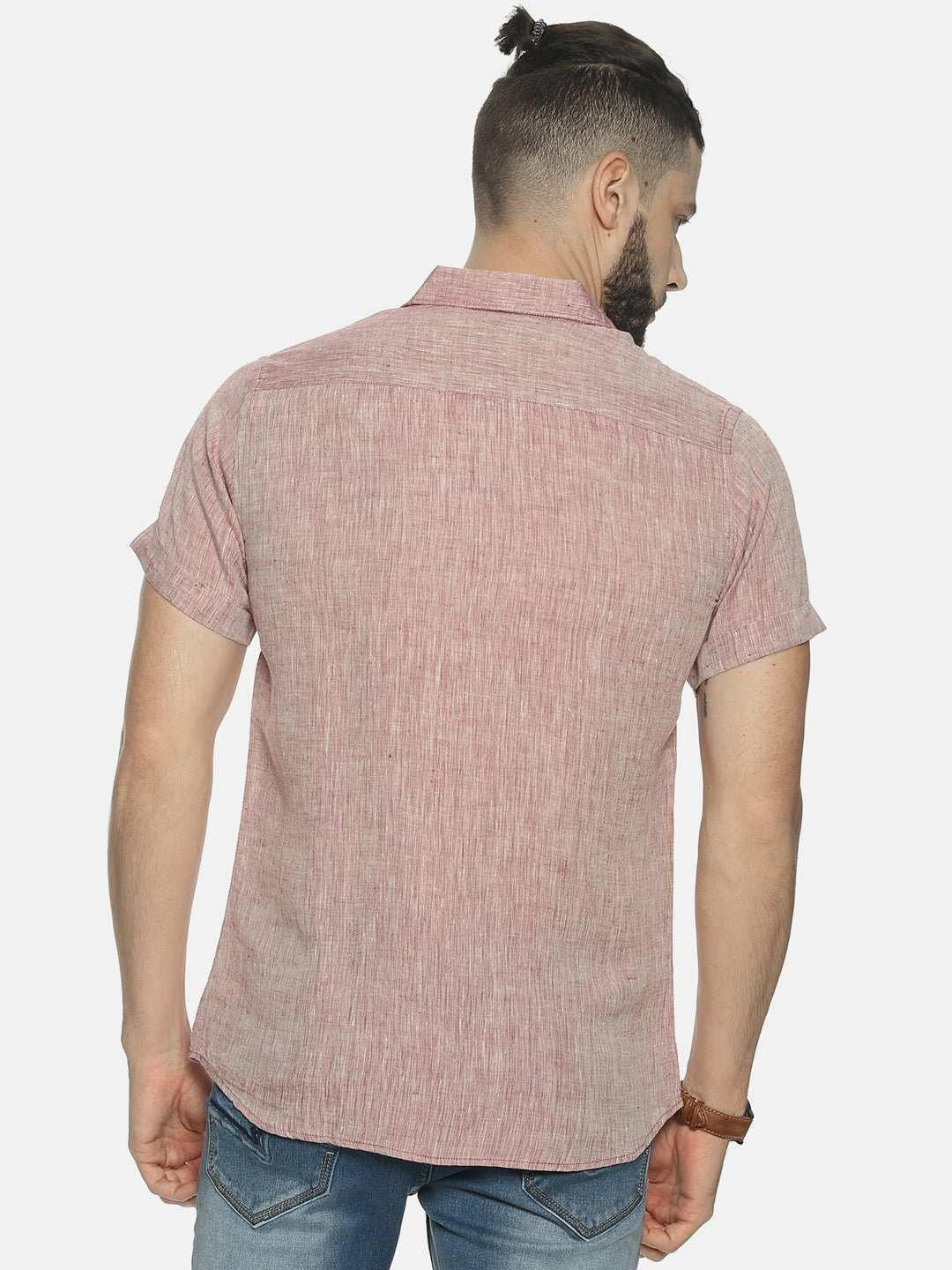 Ecentric Maroon Colour Slim Fit Hemp Casual Shirt.