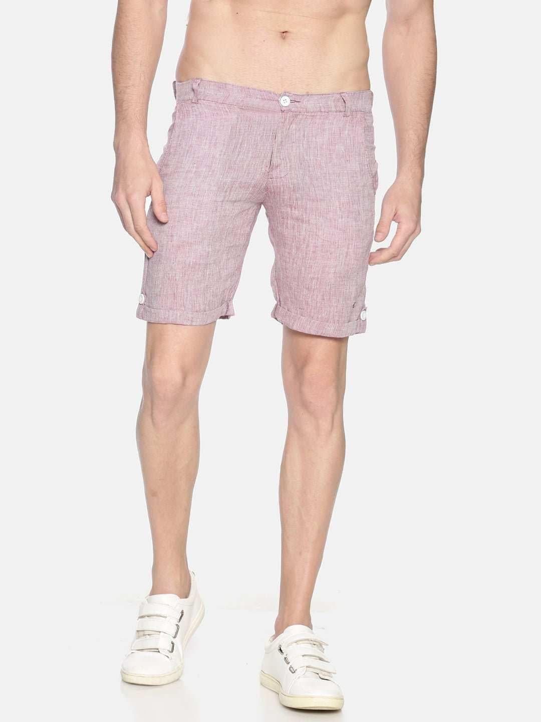 Ecentric Maroon Colour Slim Fit Hemp Shorts.