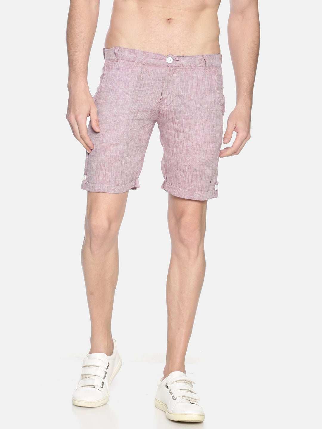 Ecentric Maroon Colour Slim Fit Hemp ShortsEcentric Maroon Colour Slim Fit Hemp Shorts
