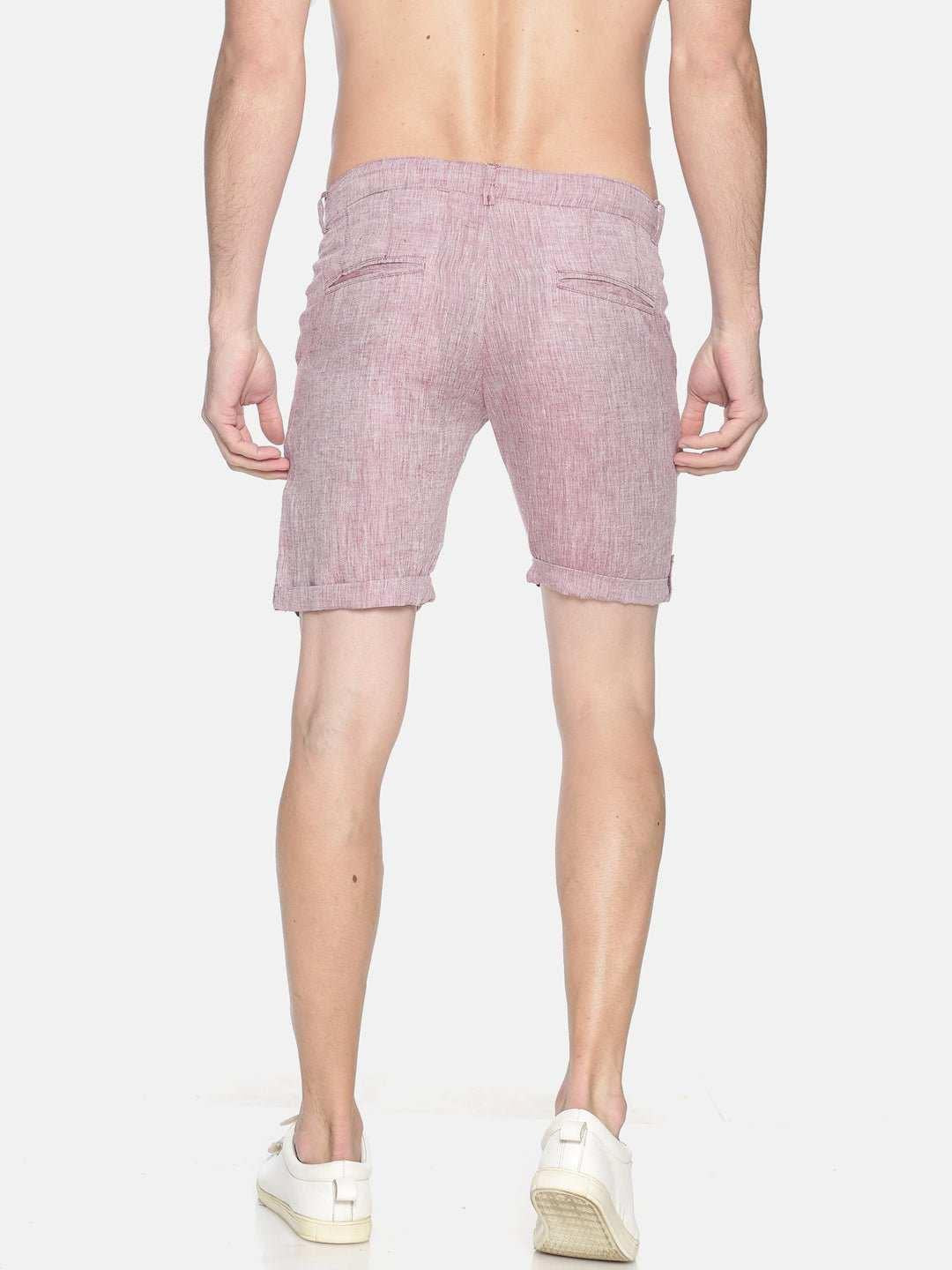 Ecentric Maroon Colour Slim Fit Hemp Shorts.