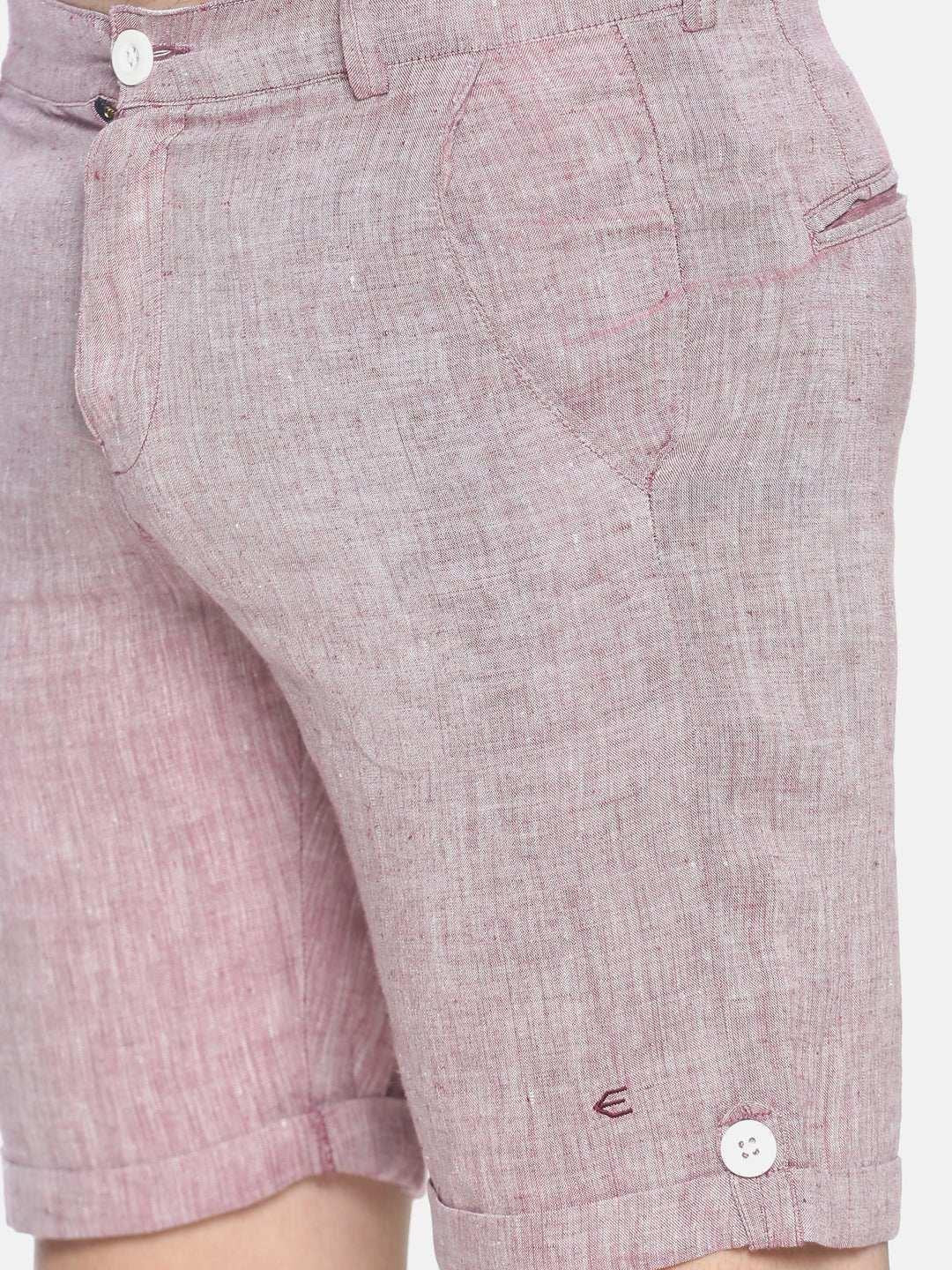 Ecentric Maroon Colour Slim Fit Hemp Shorts.