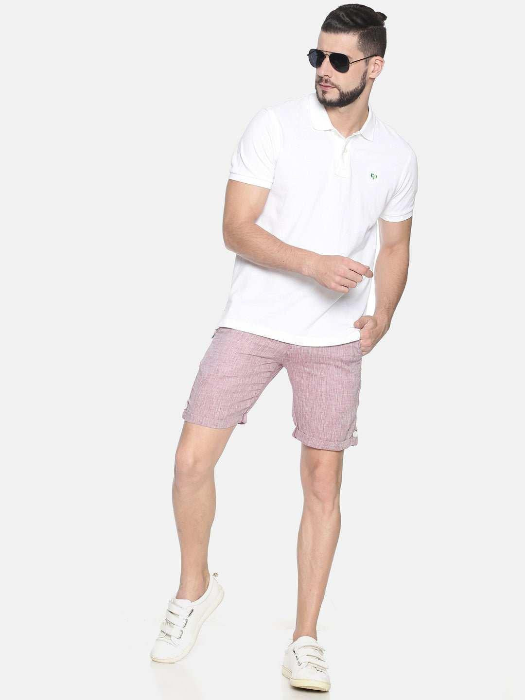 Ecentric Maroon Colour Slim Fit Hemp Shorts.
