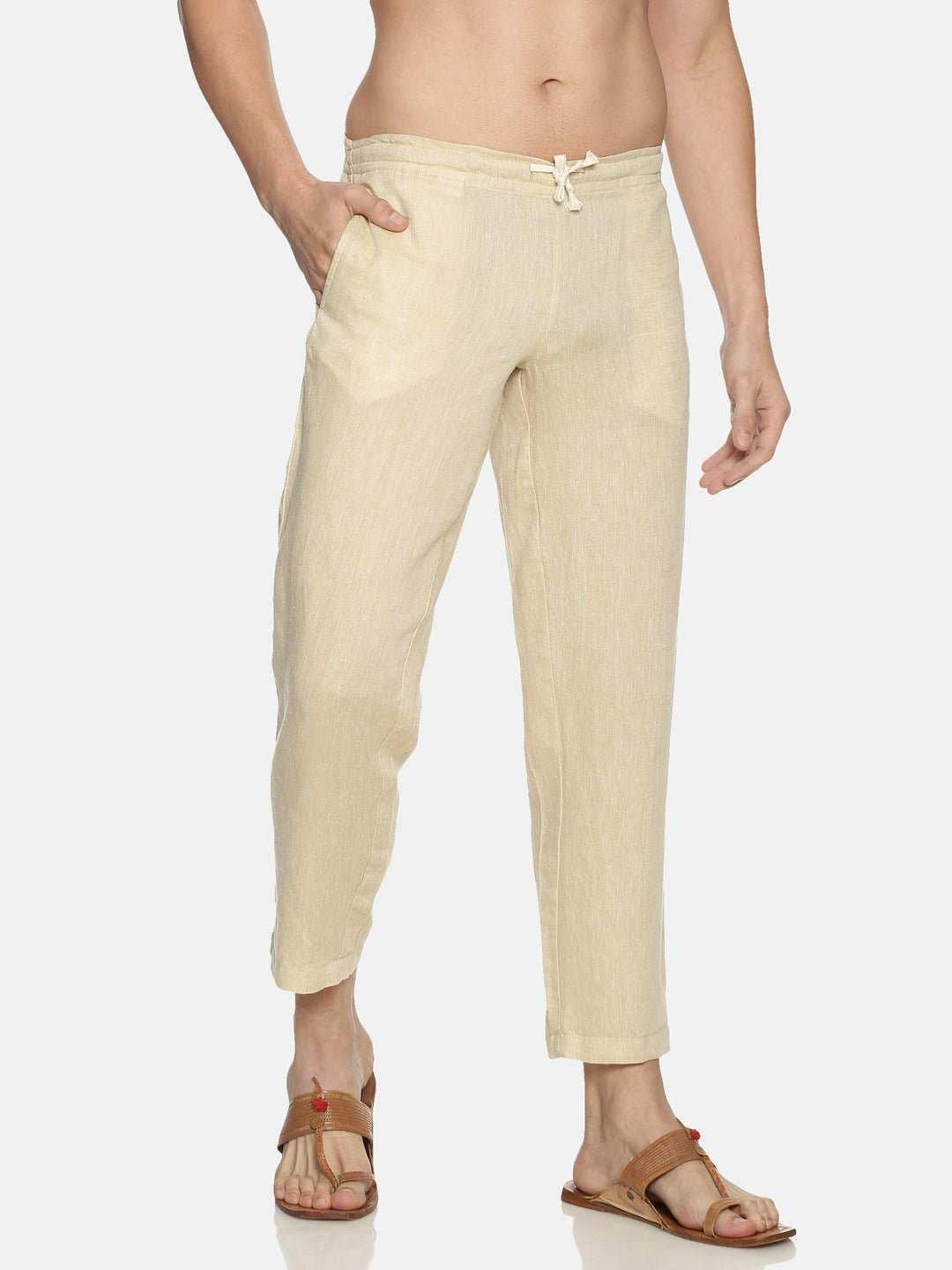 Ecentric Men's Light Brown Colour Solid Lounge Pant.