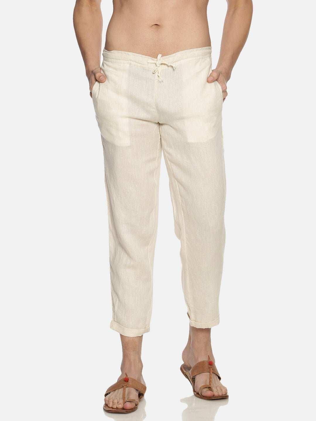 Ecentric Men's Off White Colour Solid Lounge Pant.