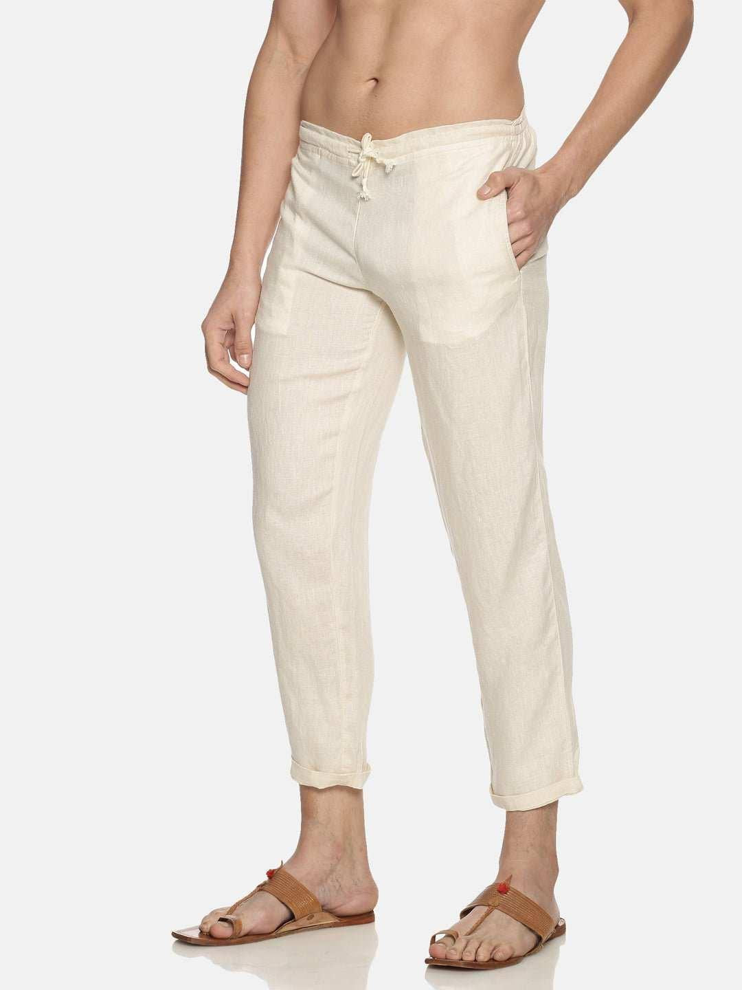 Ecentric Men's Off White Colour Solid Lounge Pant.