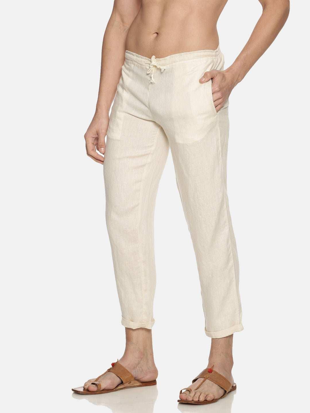 Ecentric Men's Off White Colour Solid Lounge PantEcentric Men's Off White Colour Solid Lounge Pant