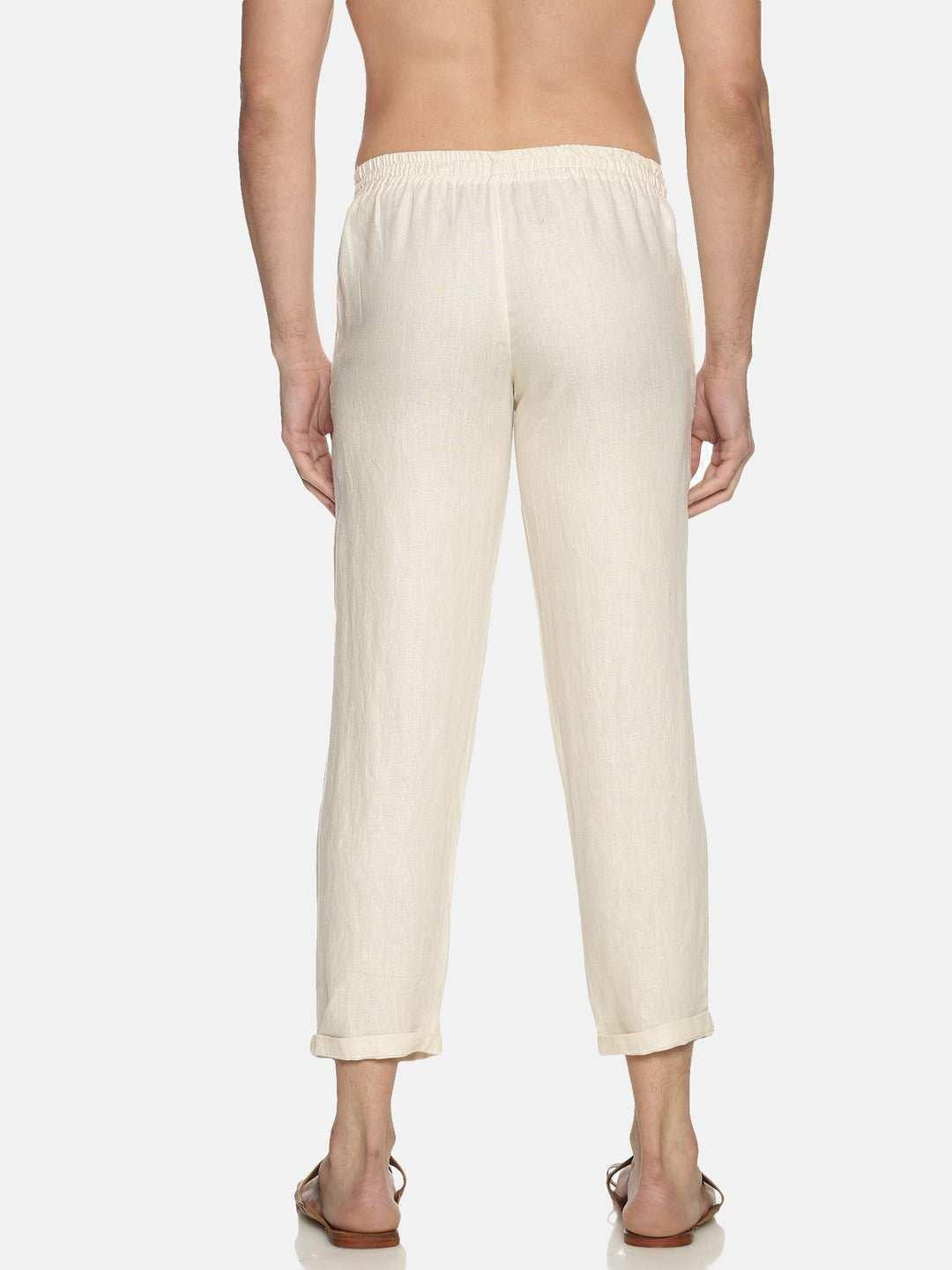 Ecentric Men's Off White Colour Solid Lounge Pant.
