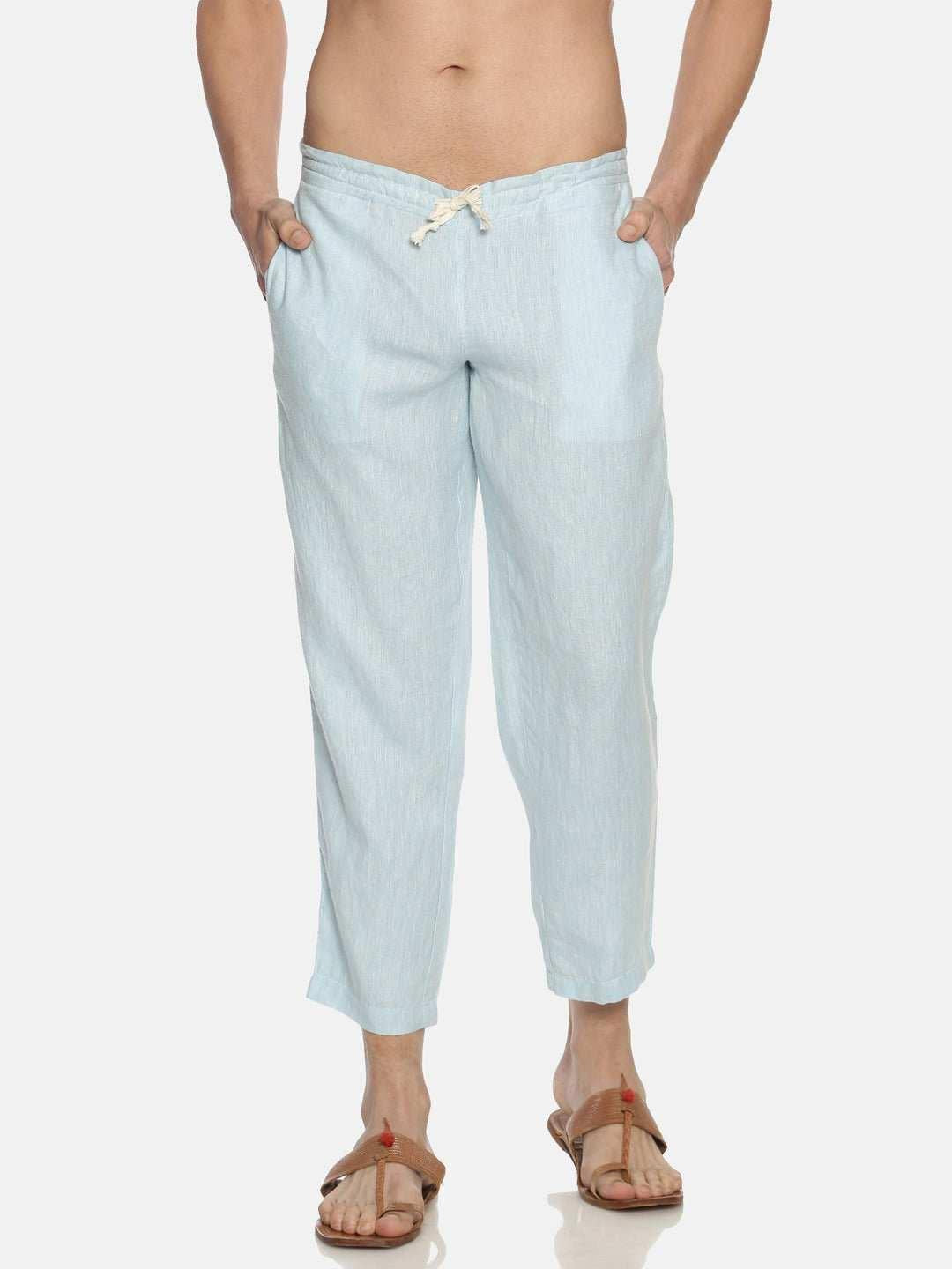 Ecentric Men's Sky Blue Colour Solid Lounge Pant.
