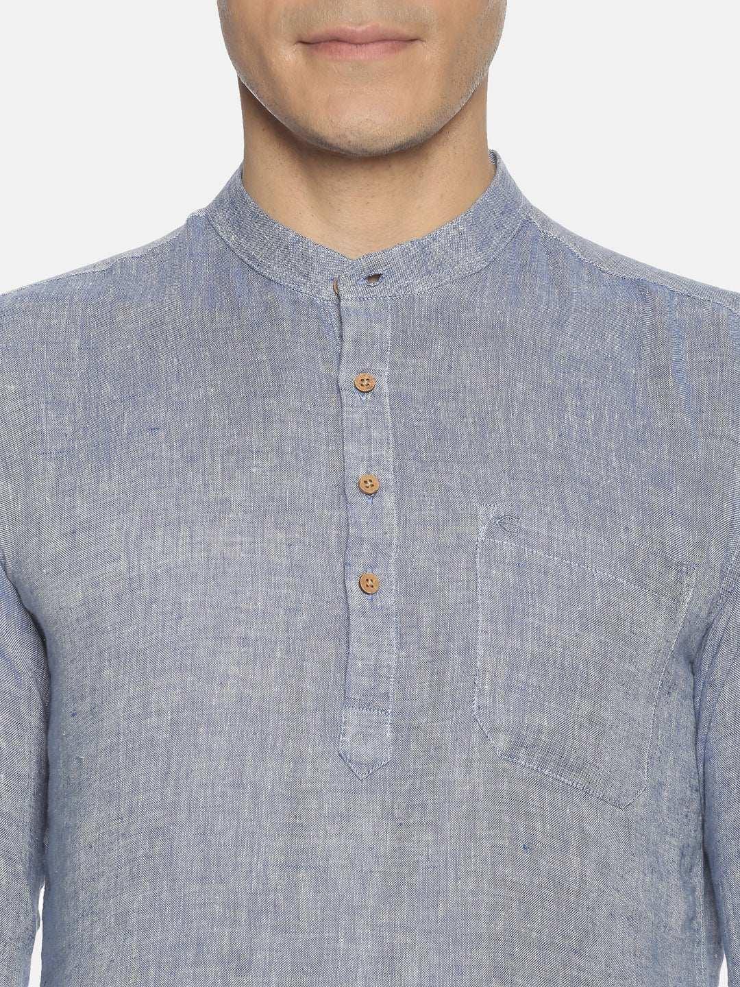 Ecentric Navy Blue Colour Hemp Short Kurta
