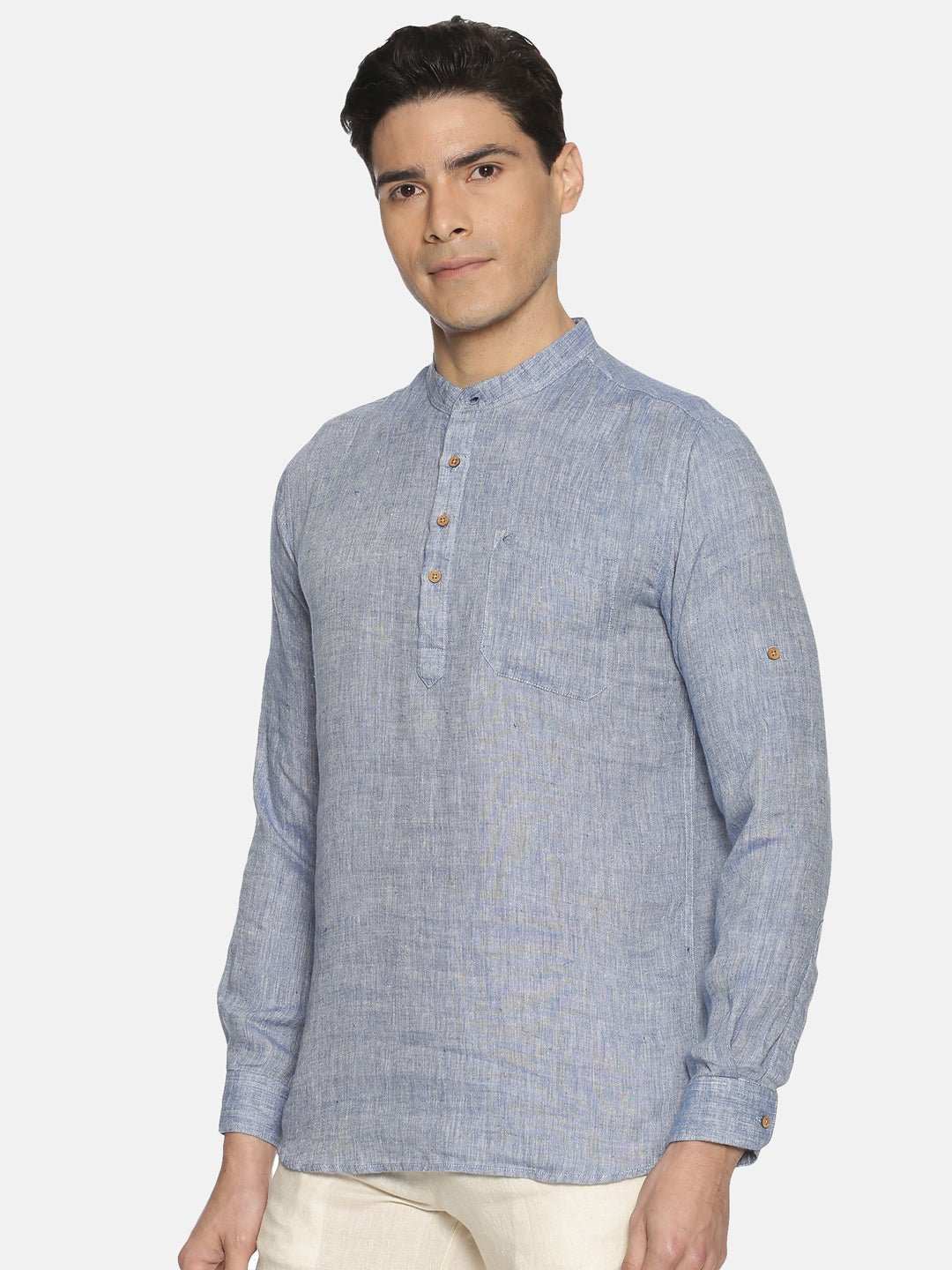 Ecentric Navy Blue Colour Hemp Short Kurta - CBD Store India