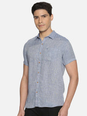 Ecentric Navy Blue Colour Slim Fit Hemp Casual Shirt - CBD Store India