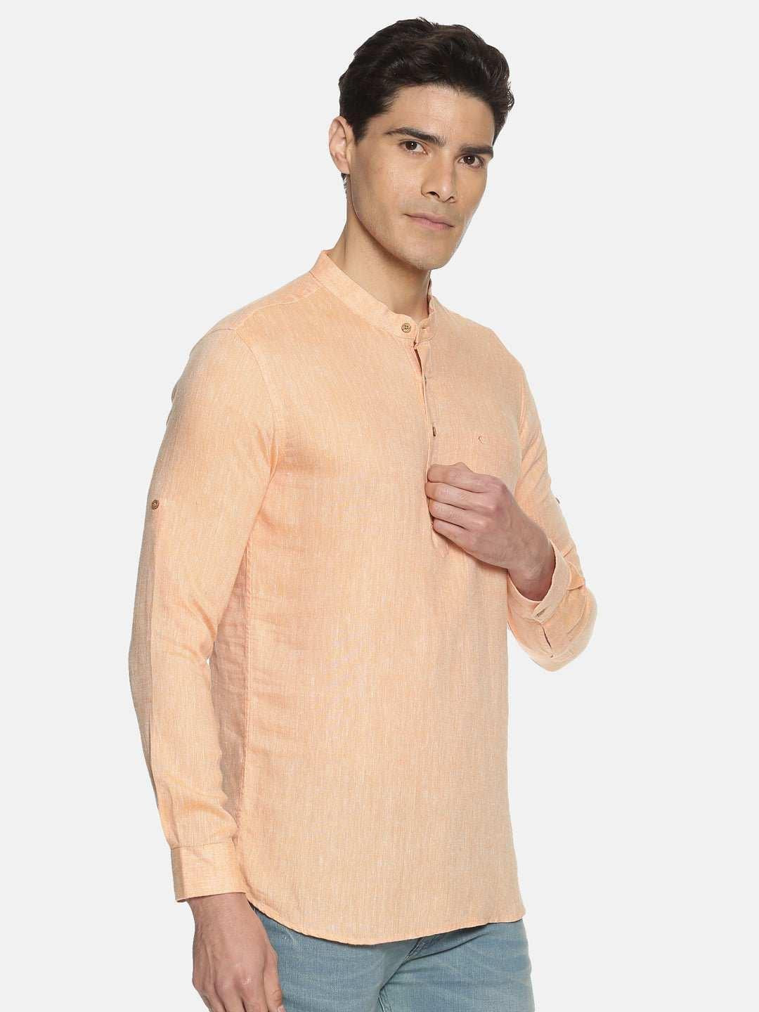 Ecentric Neon Saffron Colour Hemp Short Kurta.