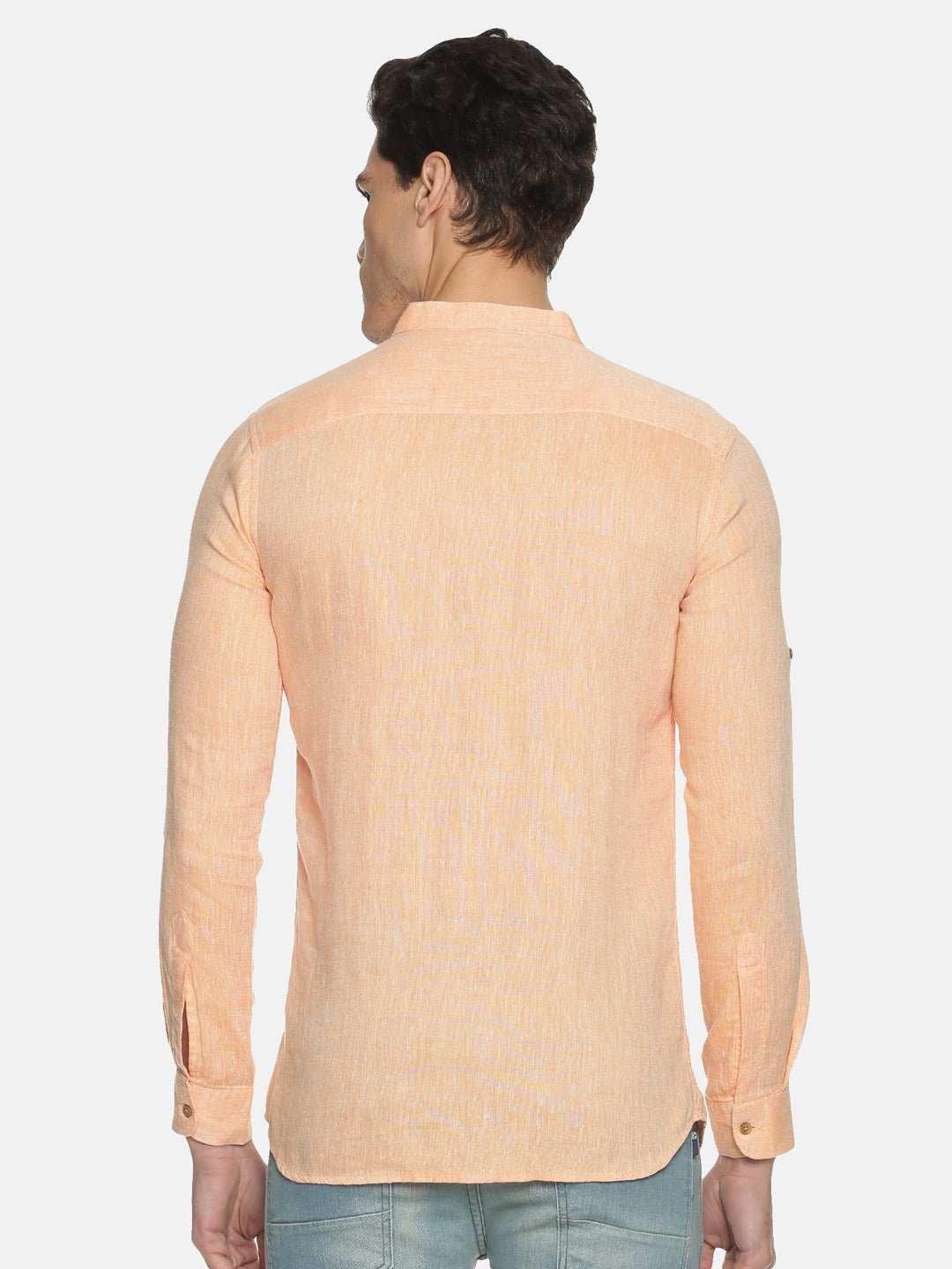 Ecentric Neon Saffron Colour Hemp Short Kurta.