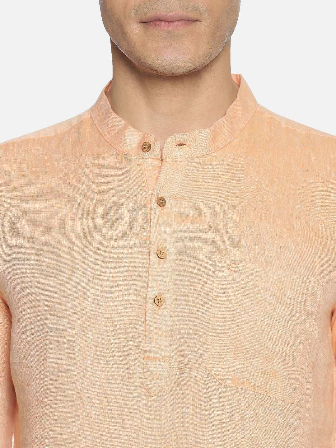 Ecentric Neon Saffron Colour Hemp Short Kurta.