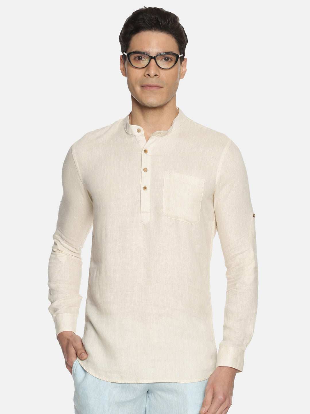 Ecentric Off White Colour Hemp Short Kurta - CBD Store India