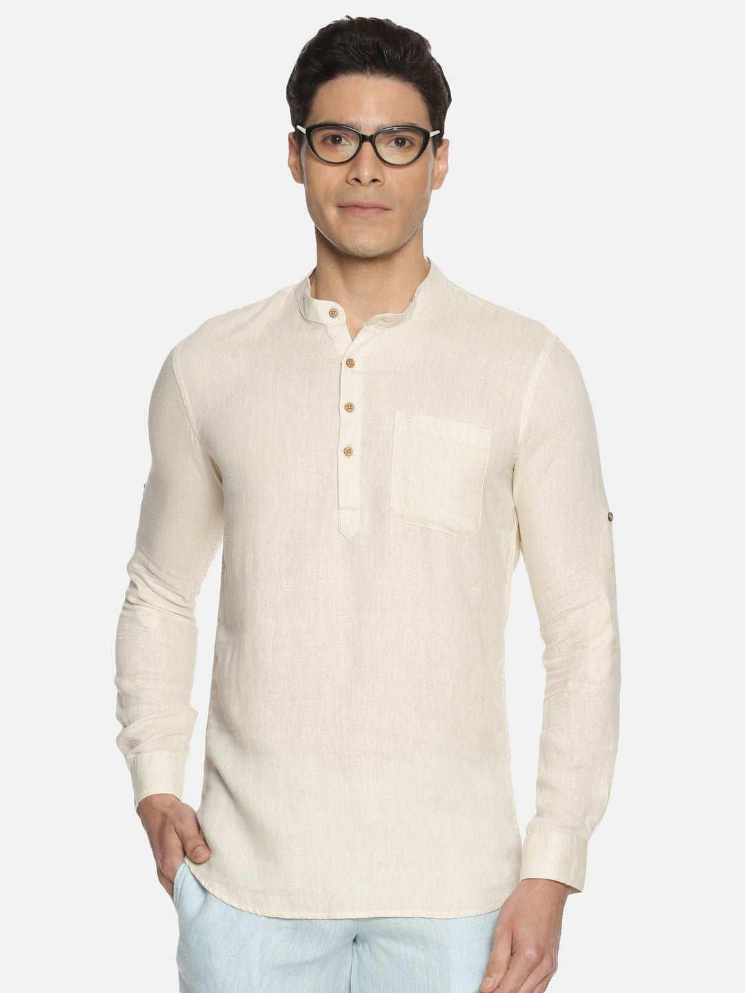 Ecentric Off White Colour Hemp Short Kurta.