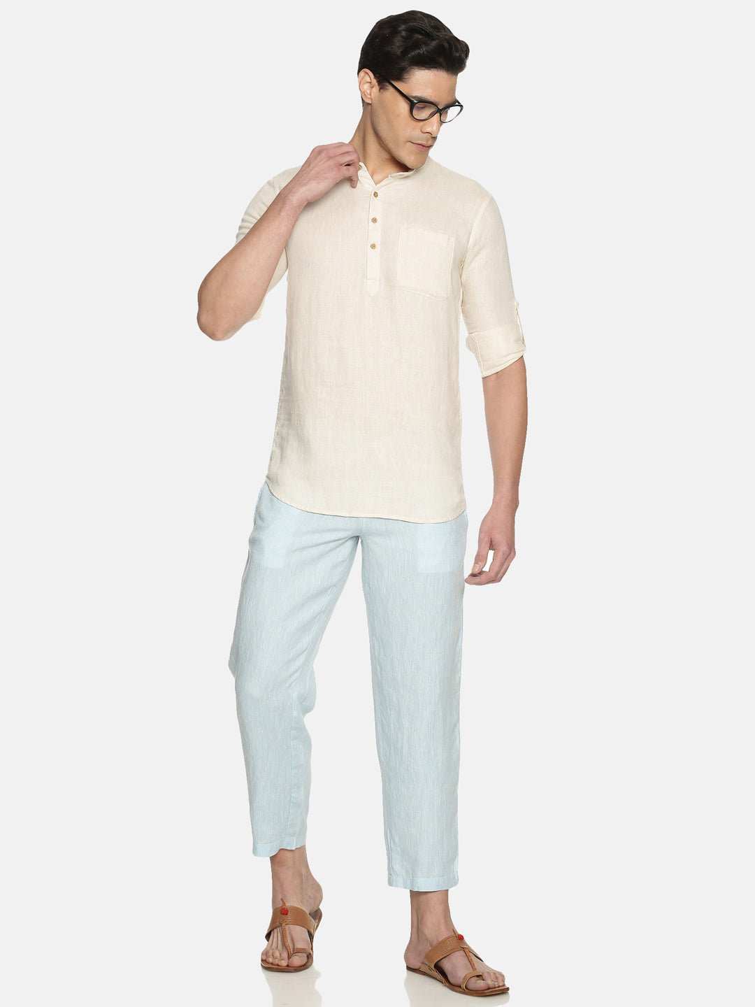 Ecentric Off White Colour Hemp Short Kurta - CBD Store India