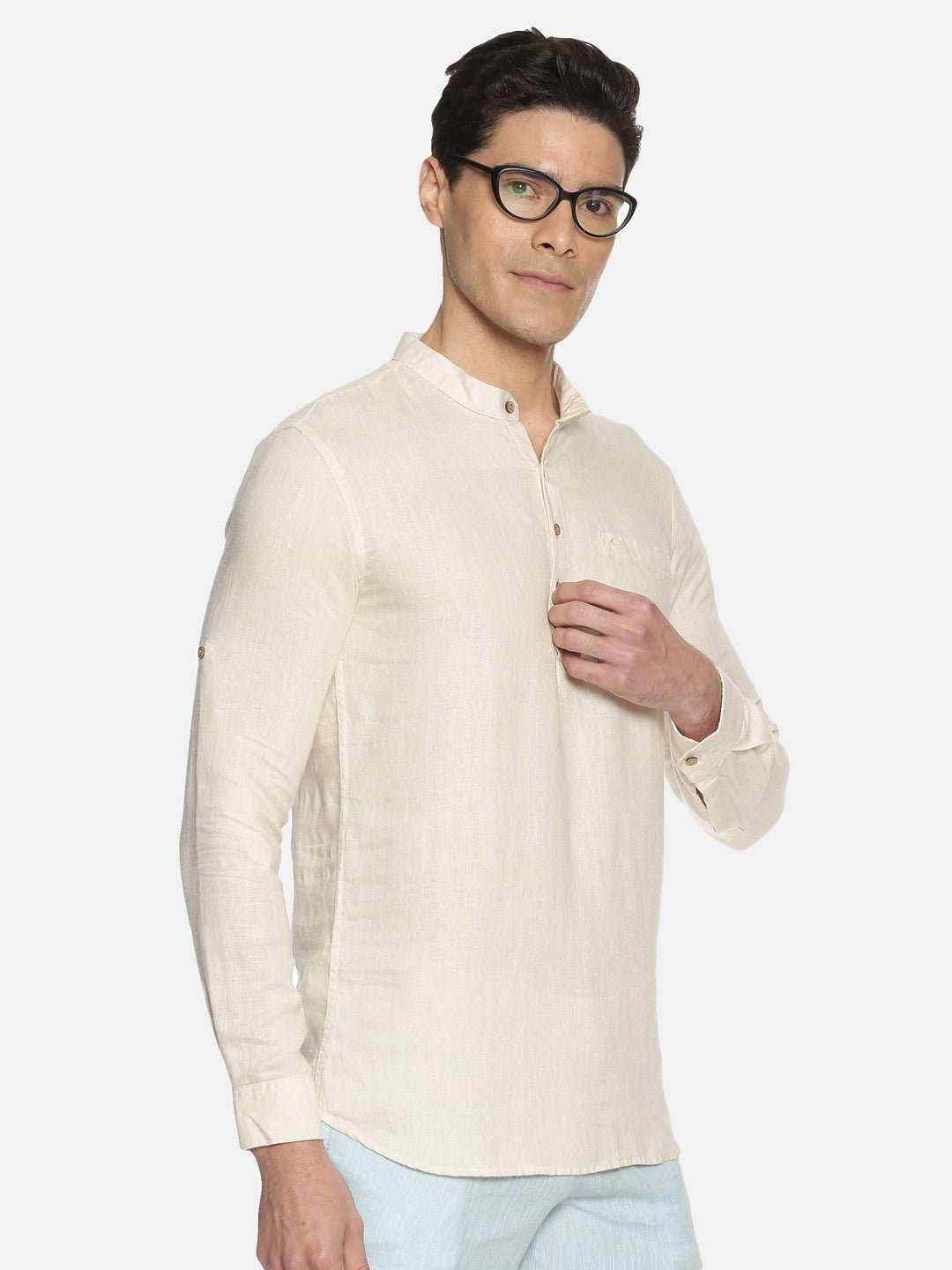 Ecentric Off White Colour Hemp Short Kurta.