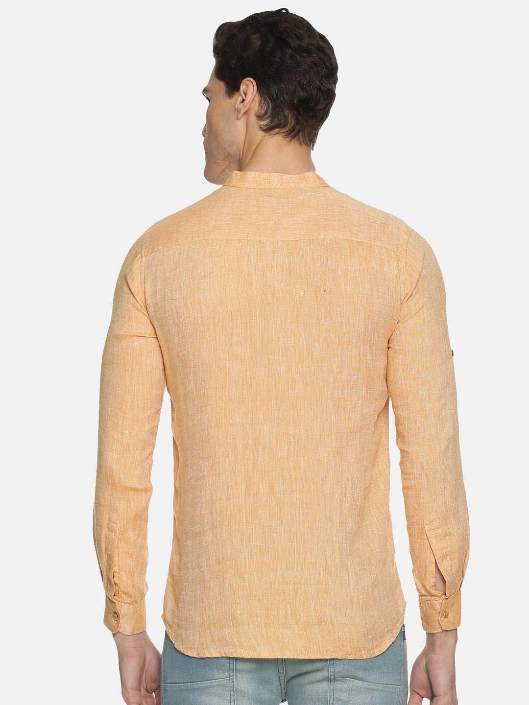 Ecentric Orange Colour Hemp Short KurtaEcentric Orange Colour Hemp Short Kurta