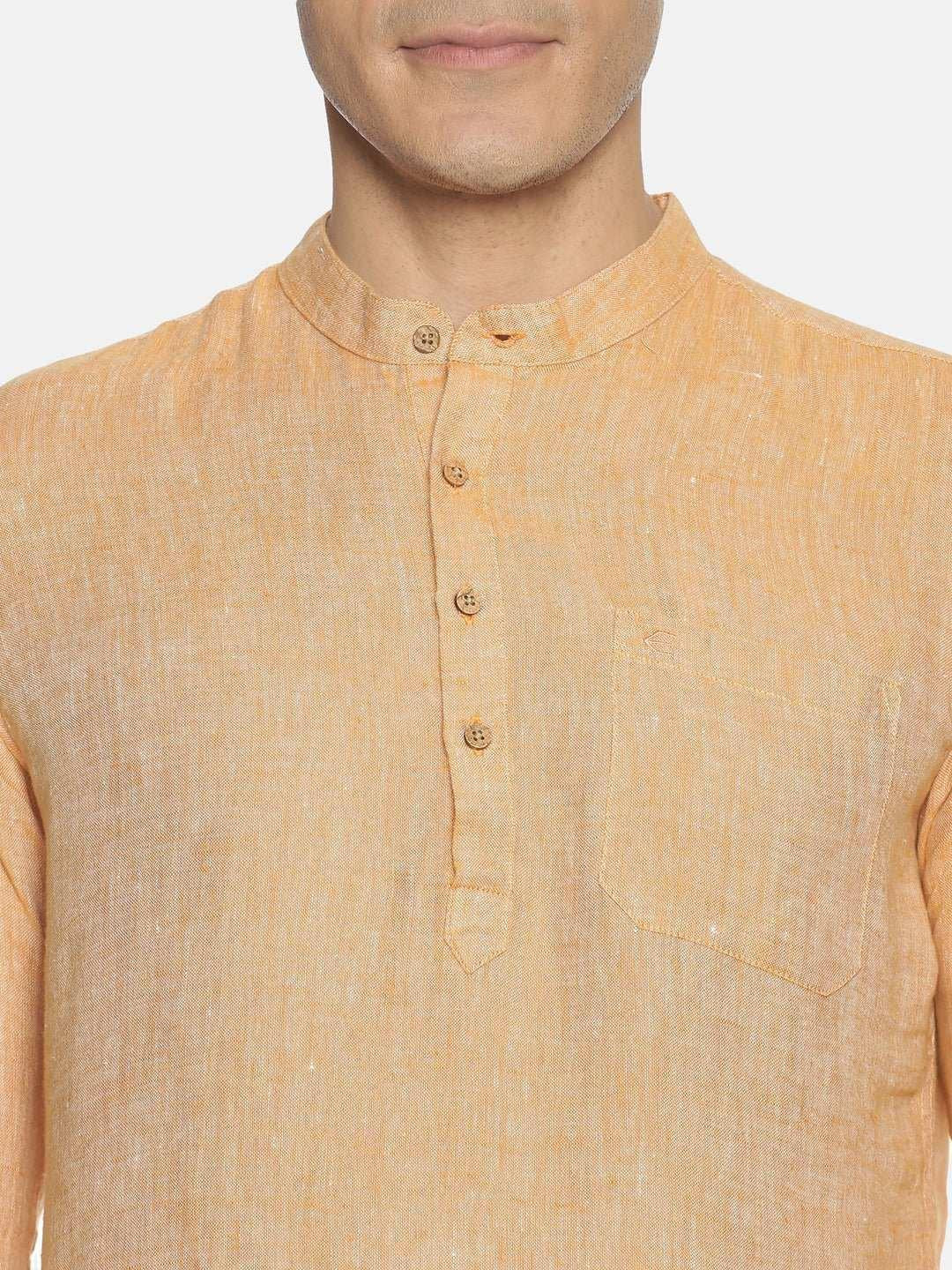 Ecentric Orange Colour Hemp Short Kurta.