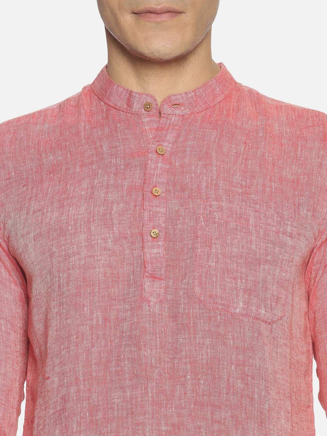 Ecentric Red Colour Hemp Short Kurta.