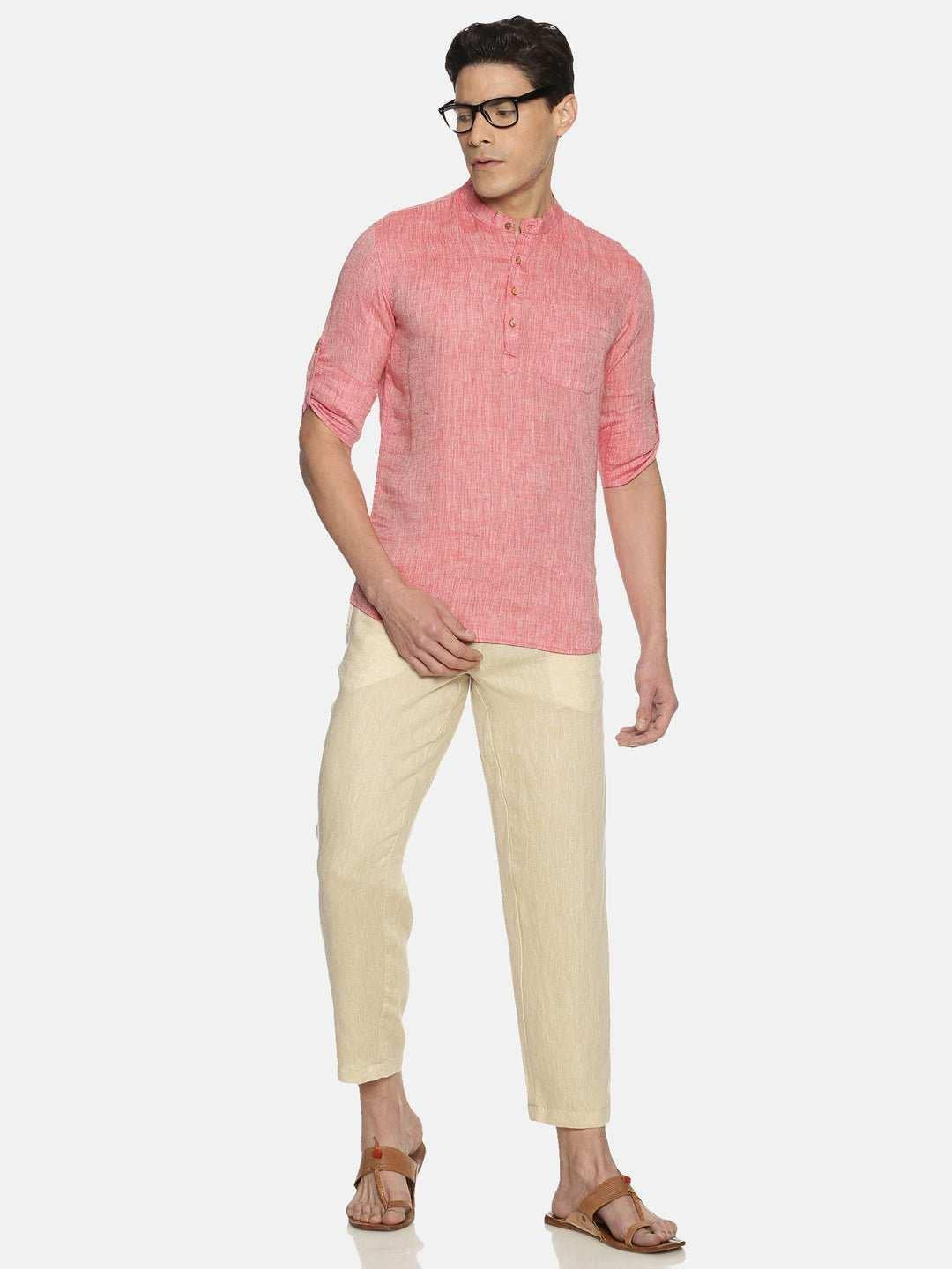 Ecentric Red Colour Hemp Short Kurta.