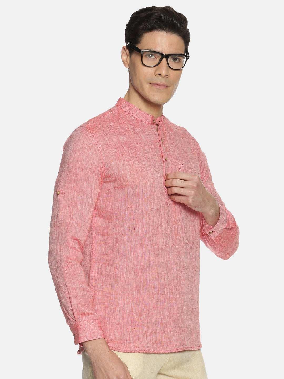 Ecentric Red Colour Hemp Short KurtaEcentric Red Colour Hemp Short Kurta