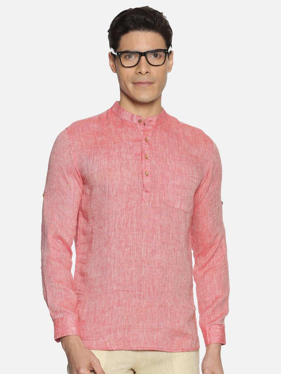 Ecentric Red Colour Hemp Short KurtaEcentric Red Colour Hemp Short Kurta