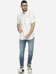 Ecentric White Colour Slim Fit Hemp Casual Shirt - CBD Store India