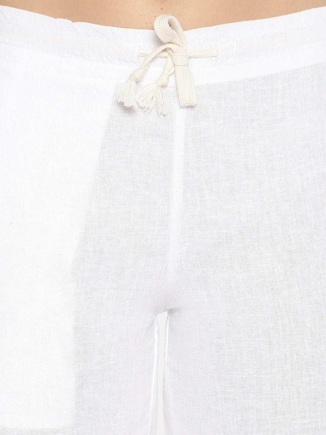 Ecentric Women's Beige and White Colour High low Lounge Wear SetEcentric Women's Beige and White Colour High low Lounge Wear Set