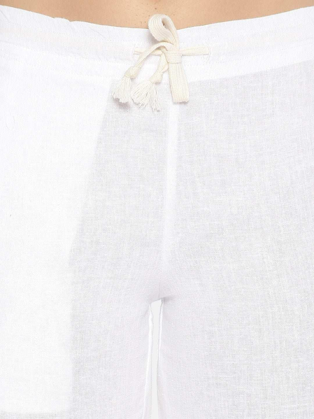 Ecentric Women's Beige and White Colour High low Lounge Wear Set.