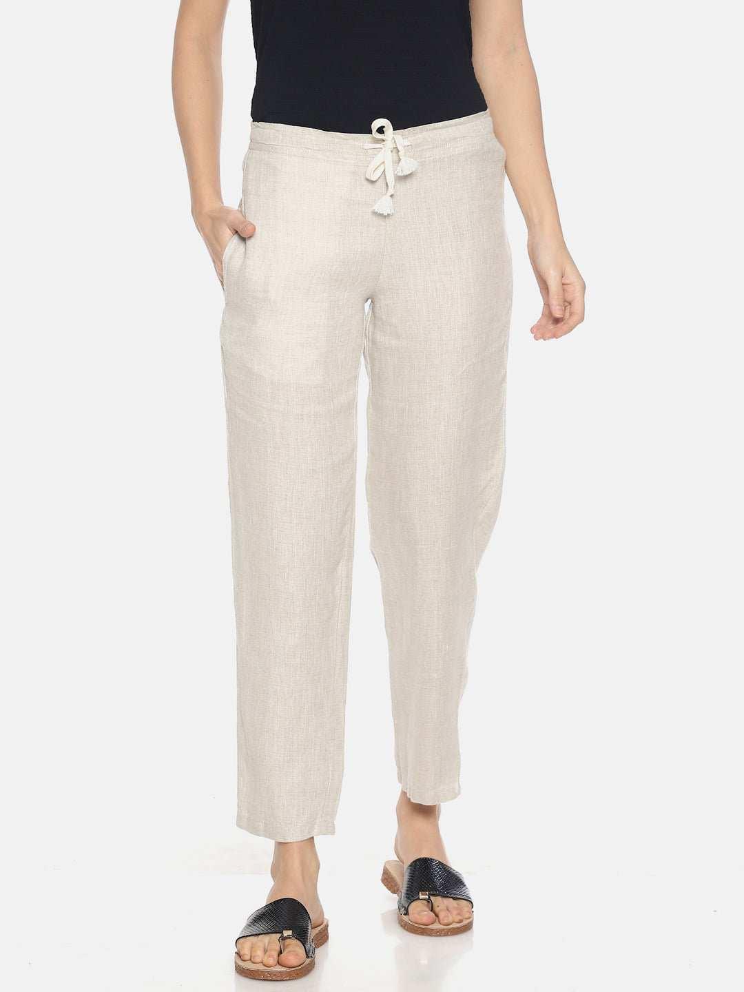 Ecentric Women's Beige Colour Solid Lounge Wear BottomEcentric Women's Beige Colour Solid Lounge Wear Bottom