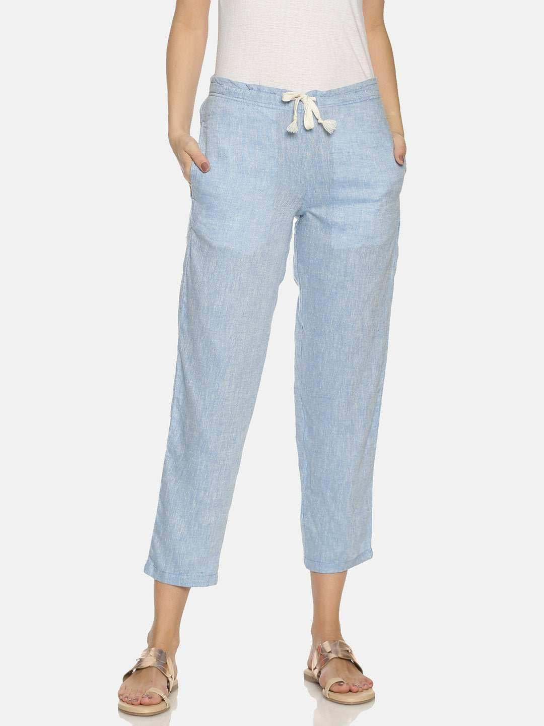 Ecentric Women's Navy Blue Colour Solid Lounge Wear Bottom.