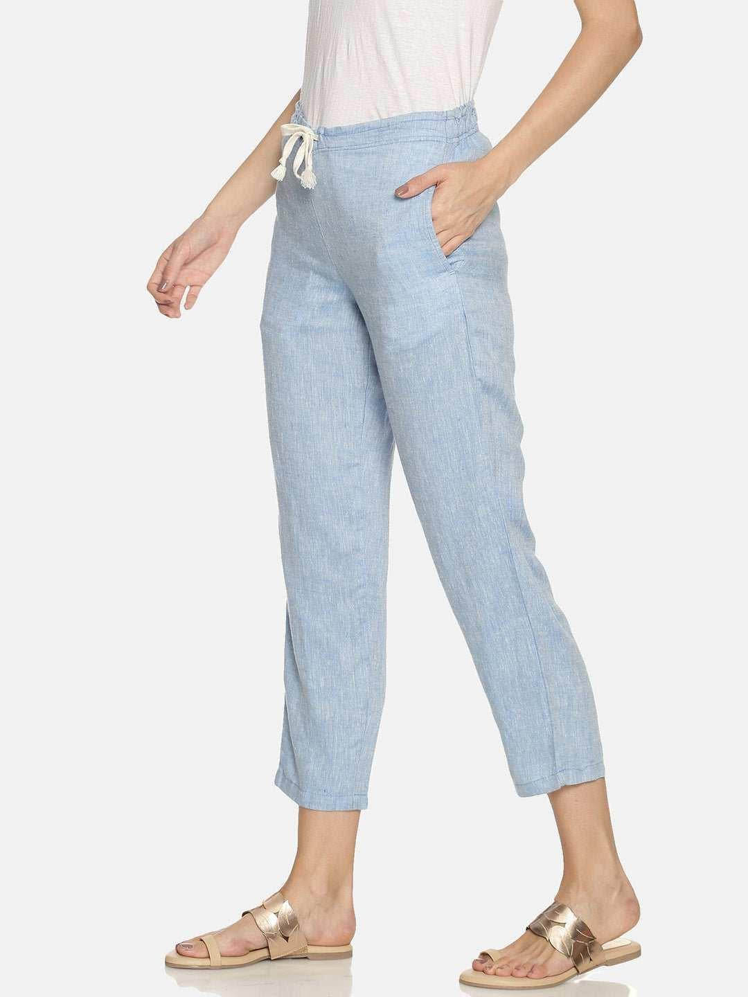 Ecentric Women's Navy Blue Colour Solid Lounge Wear Bottom.