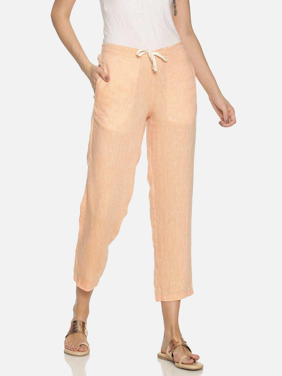 Ecentric Women's Neon Saffron Colour Solid Lounge Wear Bottom.