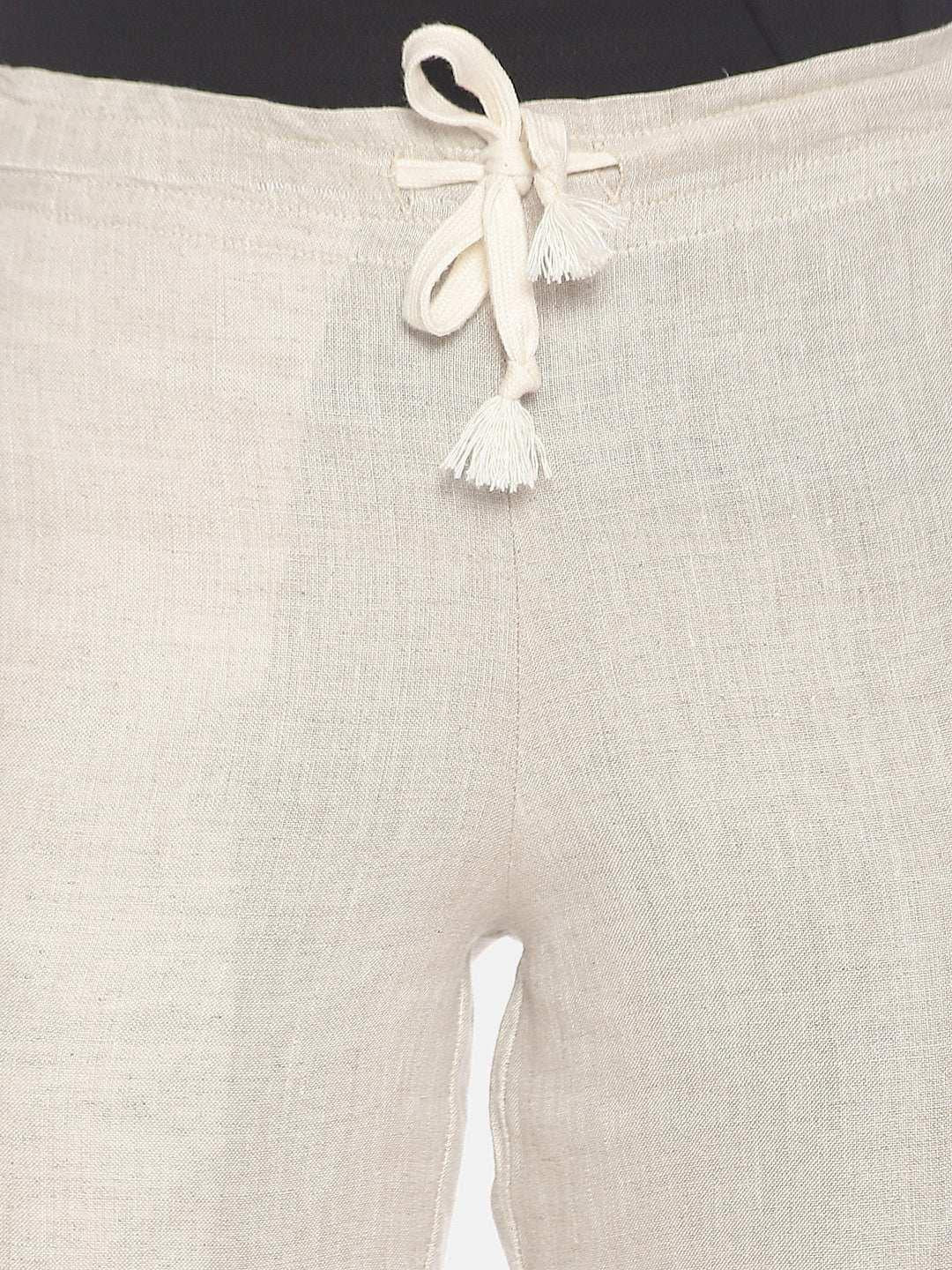 Ecentric Women's White and Beige Colour High Low Lounge Wear Set.