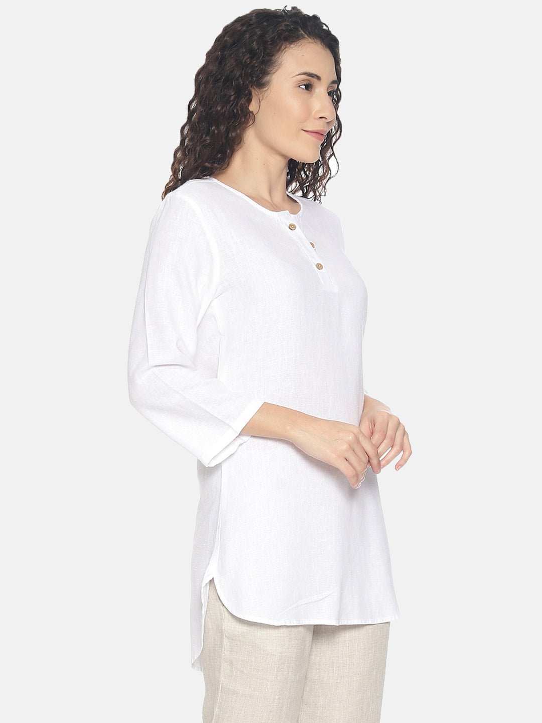 Ecentric Women's White Colour Solid High Low Lounge Wear Top - CBD Store India