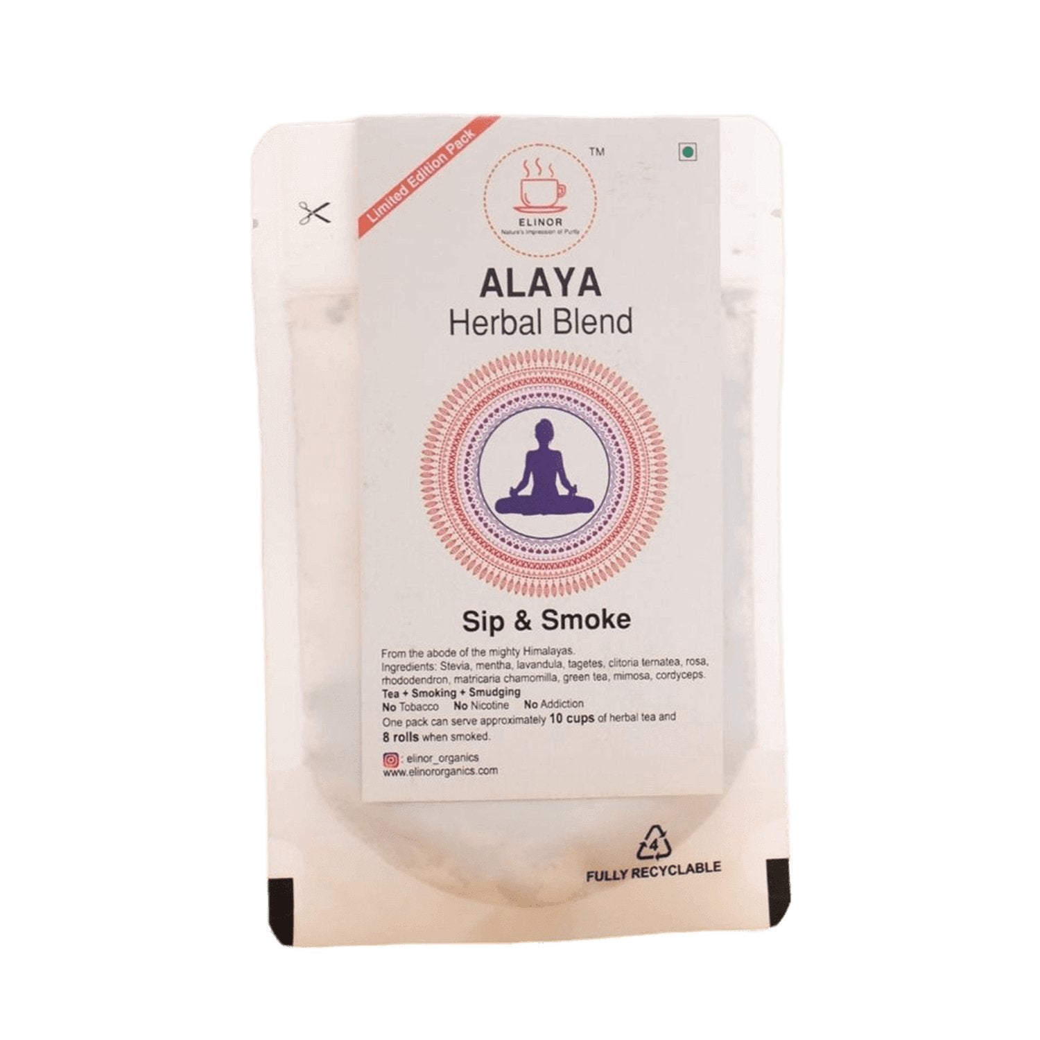 Elinor Organics | Alaya | Herbal Smoking Blend - CBD Store India